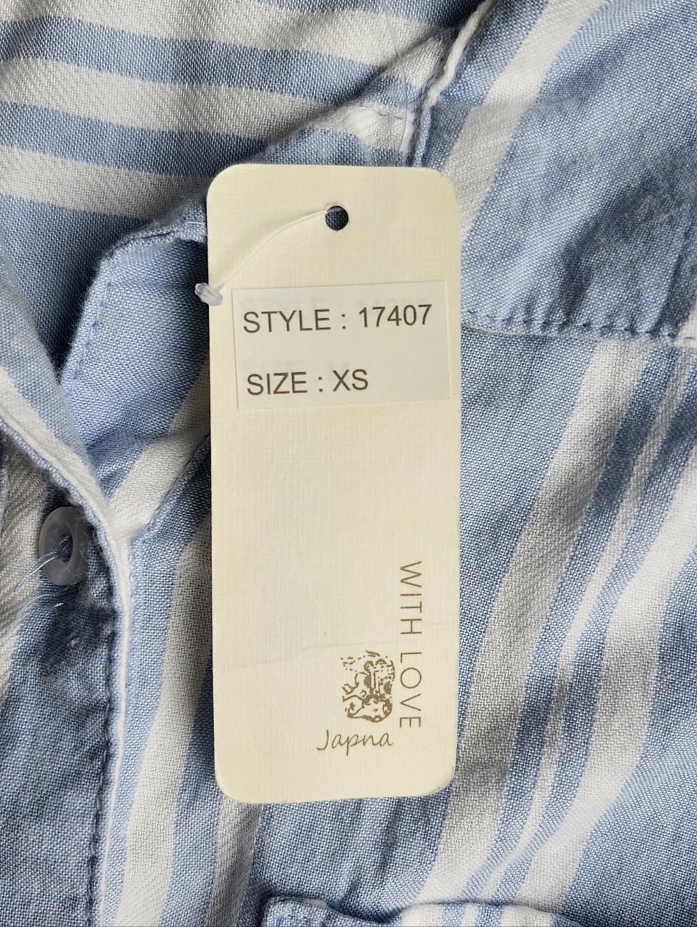 Japna Blue White Striped Shirt Dress XS Sleeveless Button Front Cotton NWT - Picture 3 of 5